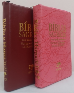 Bíblia do casal letra gigante com harpa capa com ziper - vinho + pink raiz na internet