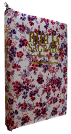 Bíblia letra hipergigante - capa com zíper floral roxa - comprar online