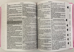 Bíblia sagrada letra jumbo com harpa edição de promessas - capa luxo rosa lisa na internet