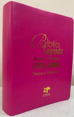 Bíblia sagrada letra jumbo com harpa edição de promessas - capa luxo pink lisa - comprar online