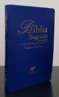 Bíblia sagrada com ajudas adicionais e harpa letra gigante - capa luxo azul royal - comprar online
