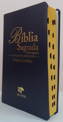 Bíblia sagrada letra gigante com harpa - capa luxo azul marinho - comprar online