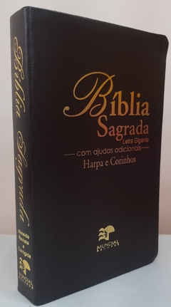 Bíblia letra gigante com harpa - capa luxo café - comprar online