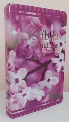 Bíblia letra gigante com harpa - capa luxo floral dama da noite - comprar online
