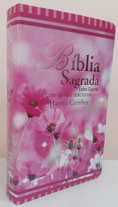 Bíblia sagrada com ajudas adicionais e harpa letra gigante - capa luxo floral flor do campo - comprar online