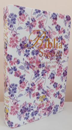 Bíblia sagrada com ajudas adicionais e harpa letra gigante - capa luxo floral roxa - comprar online