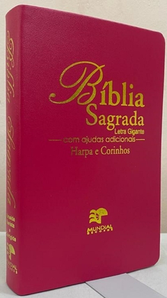 Bíblia sagrada com ajudas adicionais e harpa letra gigante capa luxo pink lisa - comprar online
