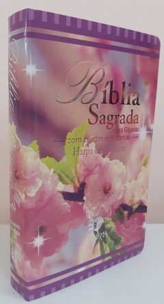 Bíblia letra gigante com harpa - capa luxo floral primavera - comprar online