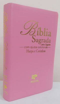 Bíblia letra gigante com harpa - capa luxo rosa lisa - comprar online