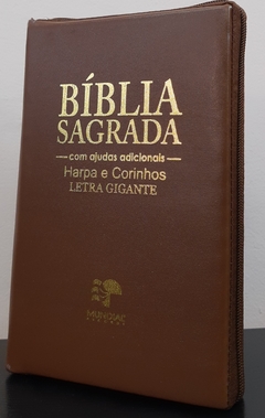 Bíblia letra gigante com harpa - capa com ziper caramelo - comprar online