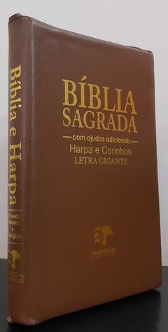 Bíblia sagrada com ajudas adicionais e harpa letra gigante capa com ziper caramelo - comprar online