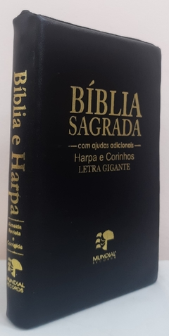 Bíblia sagrada com ajudas adicionais e harpa letra gigante capa com ziper preta - comprar online