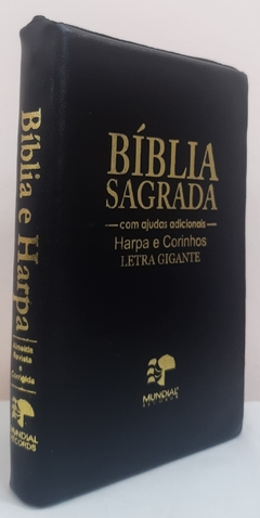 Bíblia sagrada letra gigante com harpa - capa com ziper preta - comprar online