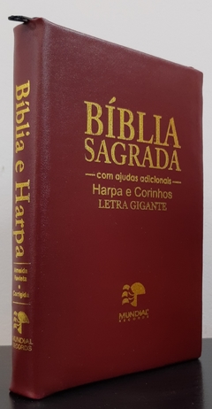 Bíblia letra gigante com harpa - capa com ziper vinho - comprar online