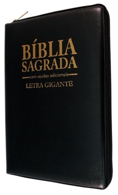 Bíblia feminina letra gigante - capa com zíper preta