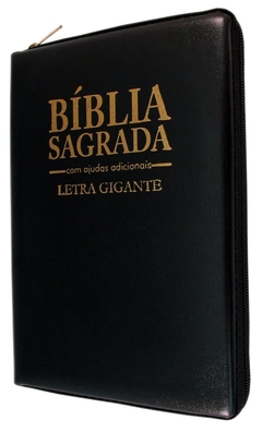 Bíblia sagrada letra gigante - capa com zíper preta
