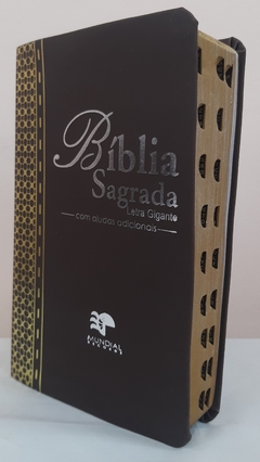 Biblia Letra Gigante Com Harpa - Capa Luxo Elegance Marrom