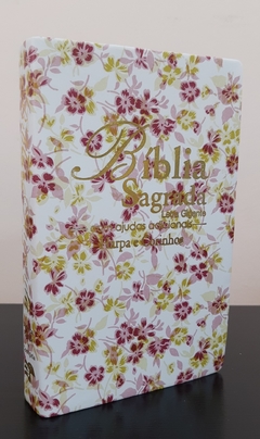 Bíblia letra gigante com harpa - capa luxo floral rosa - comprar online