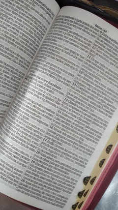 Bíblia sagrada com ajudas adicionais e harpa letra gigante - capa com ziper rosa lisa - Mundial Records Editora