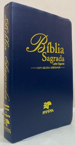 Bíblia sagrada com ajudas adicionais letra gigante - capa luxo azul marinho na internet