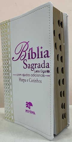 Bíblia sagrada com ajudas adicionais e harpa letra gigante - capa luxo elegance branca - comprar online