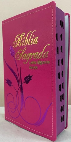 Bíblia letra gigante com harpa - capa luxo elegance flor pink - comprar online