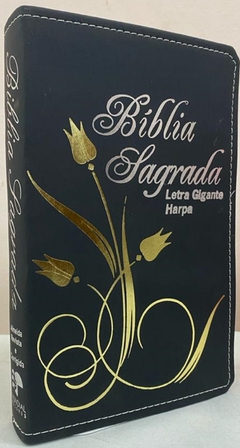 Bíblia letra gigante com harpa - capa luxo elegance flor preta na internet