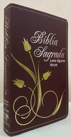 Bíblia letra gigante com harpa - capa luxo elegance flor vinho na internet