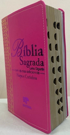 Biblia letra gigante com harpa - capa luxo elegance pink - comprar online