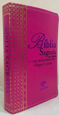 Biblia letra gigante com harpa - capa luxo elegance pink na internet