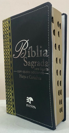 Biblia letra gigante com harpa - capa luxo elegance preta - comprar online