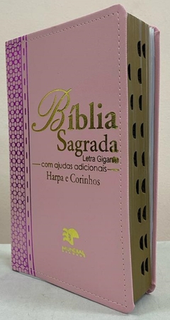 Biblia letra gigante com harpa - capa luxo elegance rosa - comprar online
