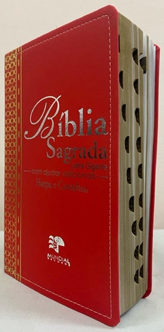 Biblia letra gigante com harpa - capa luxo elegance vermelha - comprar online