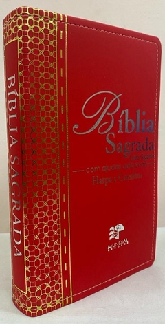 Biblia letra gigante com harpa - capa luxo elegance vermelha na internet