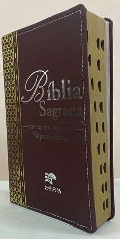 Biblia letra gigante com harpa - capa luxo elegance vinho - comprar online