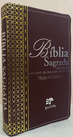 Biblia letra gigante com harpa - capa luxo elegance vinho na internet