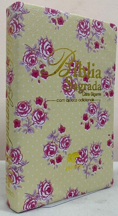 Bíblia sagrada com ajudas adicionais letra gigante - capa luxo floral amarela na internet