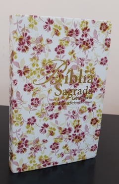 Bíblia letra gigante - capa luxo floral rosa - comprar online