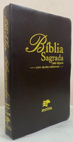 Bíblia sagrada com ajudas adicionais letra gigante - capa luxo marrom lisa na internet