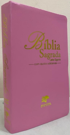 Bíblia sagrada com ajudas adicionais letra gigante - capa luxo rosa lisa na internet