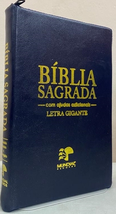 Bíblia sagrada letra gigante - capa com zíper azul marinho - comprar online