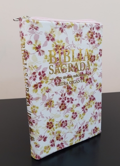 Bíblia letra gigante - capa com zíper floral rosa - comprar online
