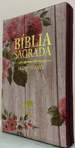 Bíblia sagrada letra gigante - capa com zíper romantic vermelha