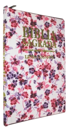 Bíblia letra gigante - capa com ziper floral roxa - comprar online