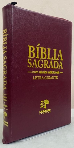 Bíblia sagrada com ajudas adicionais letra gigante capa com zíper vinho - comprar online