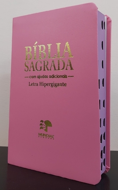 Bíblia letra hipergigante - capa luxo rosa lisa