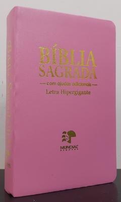 Bíblia sagrada com ajudas adicionais letra hipergigante - capa luxo rosa lisa - comprar online