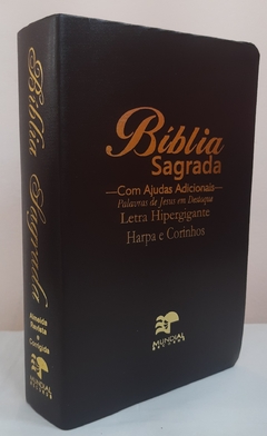 Bíblia sagrada com ajudas adicionais e harpa letra hipergigante - capa luxo café - comprar online