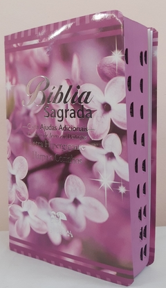 Bíblia letra hipergigante com harpa - capa luxo floral dama da noite