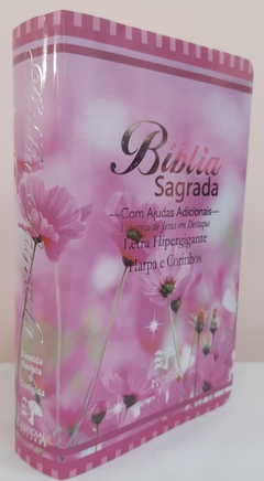 Bíblia letra hipergigante com harpa - capa luxo floral flor do campo - comprar online